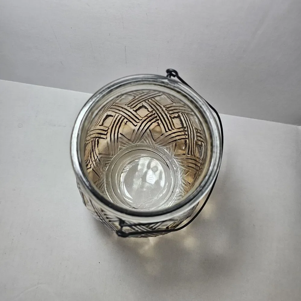 Hatch Pattern Hurricane Candle Lamp Brown Ombre Glass 8